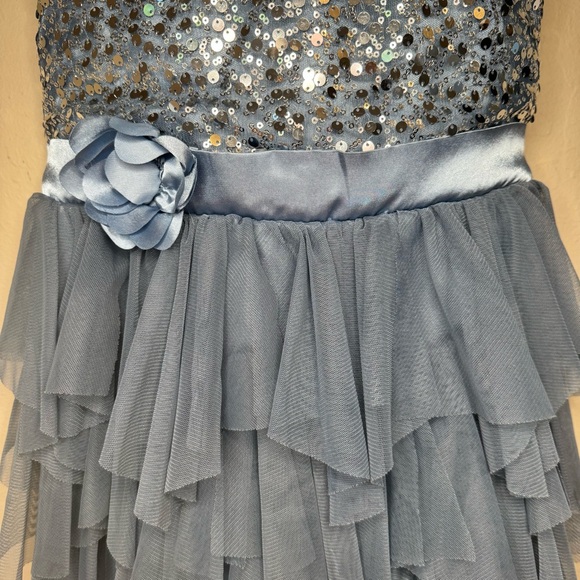 BISCOTTI Blue Sequin Tiered Special Occasion Dress Fancy Party Size 12 - Picture 8 of 16